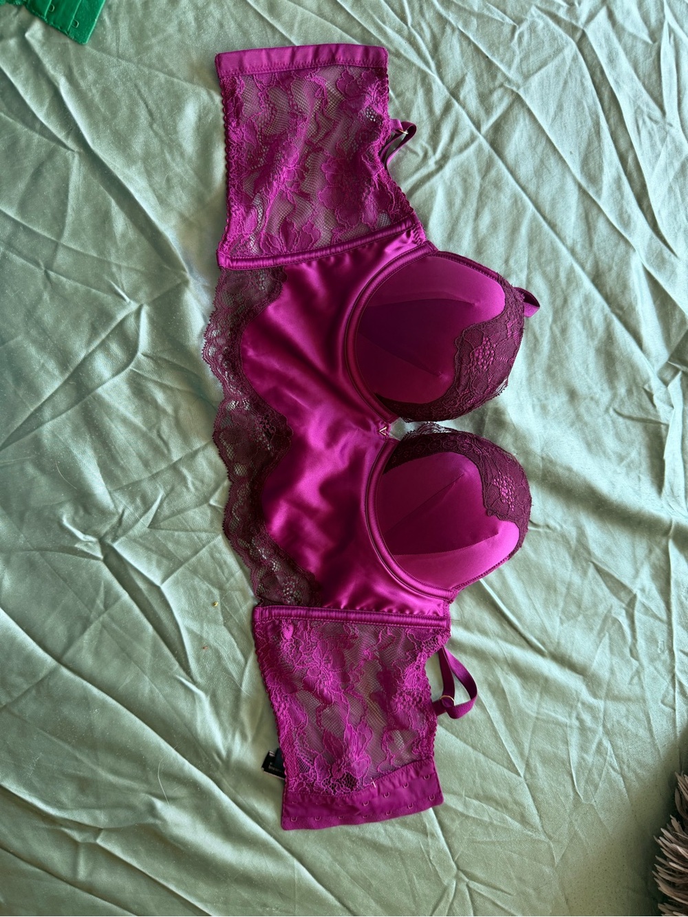 VS Magenta Lace-Trim Longline Push-Up Bra